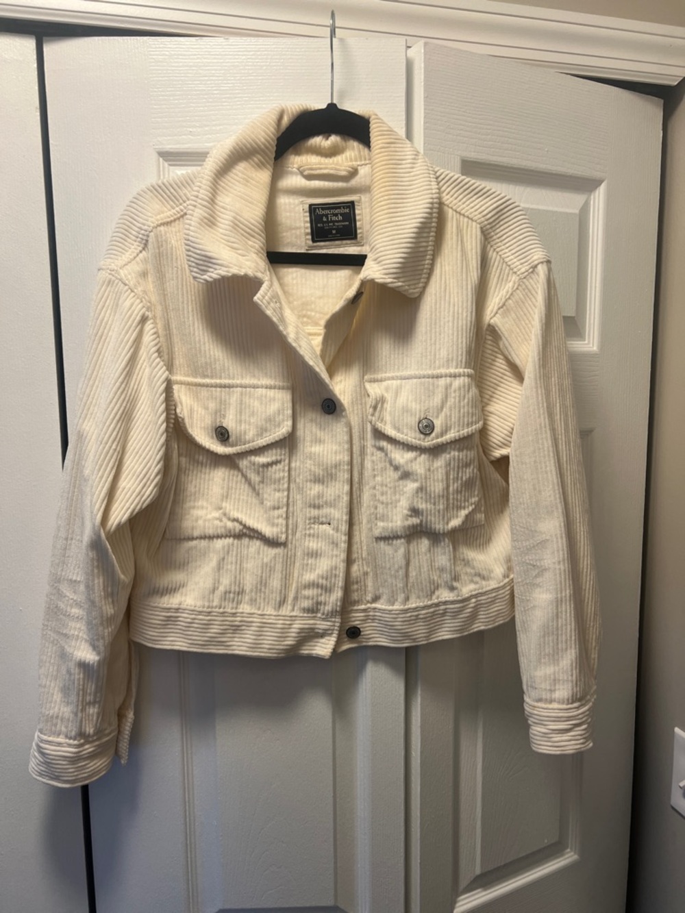 Abercrombie & Fitch Cream Corduroy Cropped Jacket